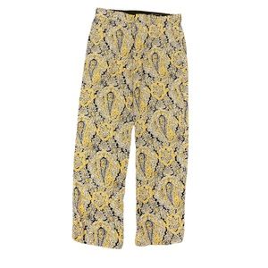 Zara Woman Yellow Paisley Print Straight Leg Trousers